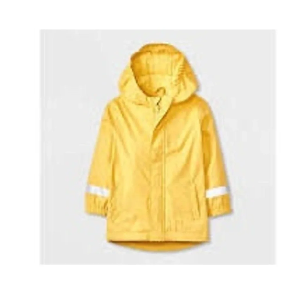 Cat & Jack Toddler Boys Yellow Hooded Raincoat Wind Water Resistant Size 3T NWT
